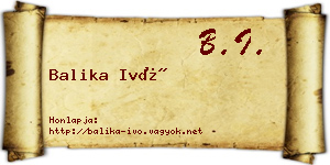 Balika Ivó névjegykártya